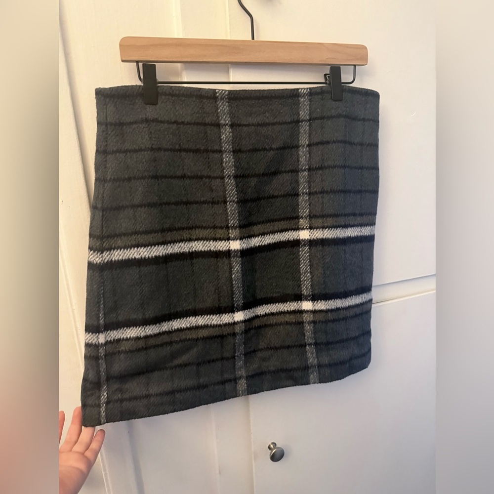 LOFT Steel Blue Plaid Pencil Skirt